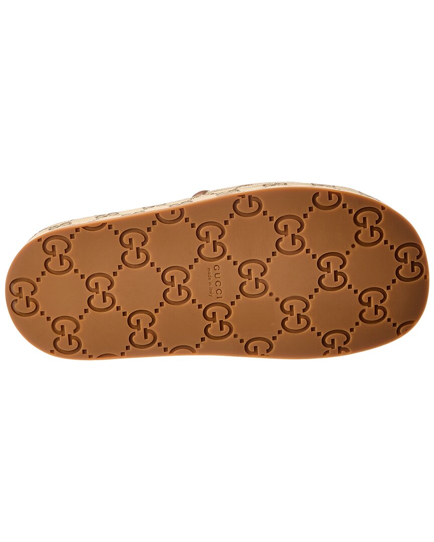 Gucci Gg Canvas & Leather Platform Slide