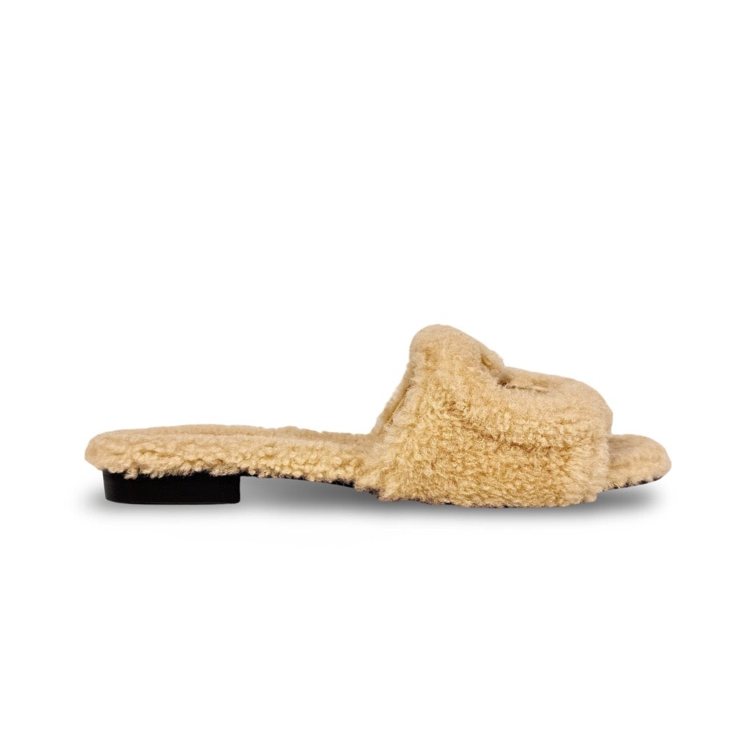 Gucci Shearling GG Cut Out Slide Sandal - Women’s 5.5