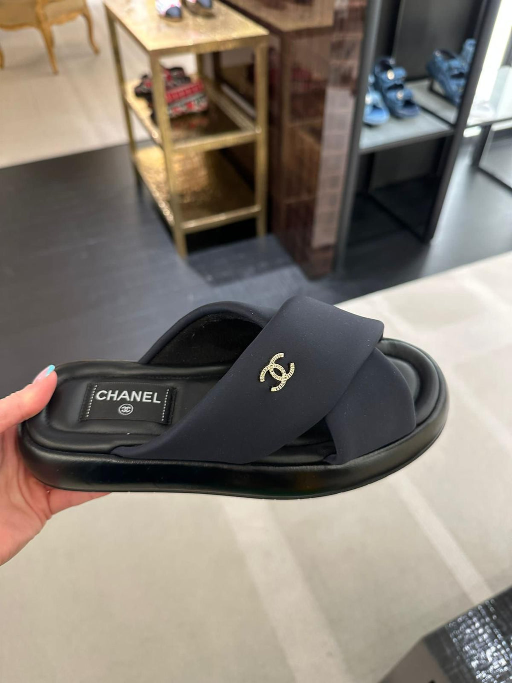 Chanel Crossover Mule Slides (Black)